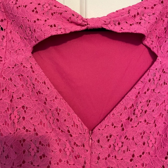 Betsey Johnson Floral Lace Dress Fit & Flare Cutout Back Short Sleeve Pink 6 NWT - Picture 6 of 10